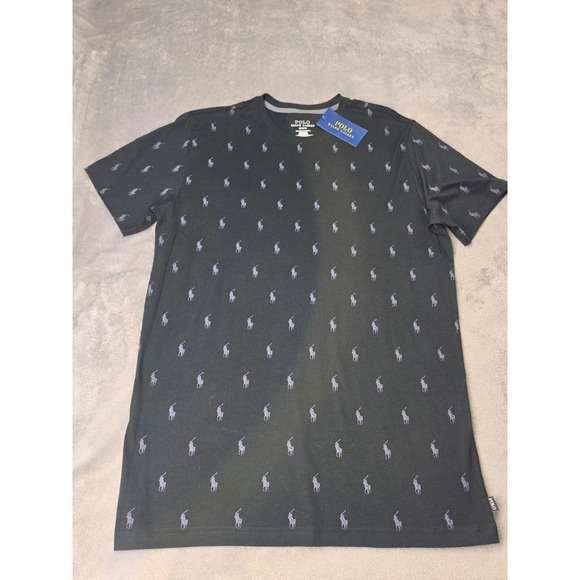 Polo Ralph Lauren Other - Polo Ralph Lauren Mens Black Grey All Over Pony Logo Print T-Shirt Medium NWT